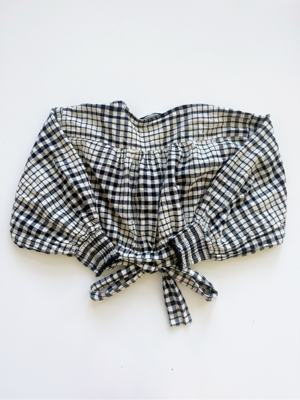 Zara Black and White Gingham High-Waist Shorts - Picture 7 of 10